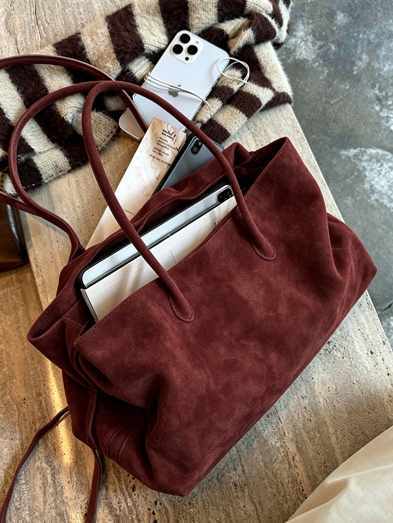 Tote Suede Maroon